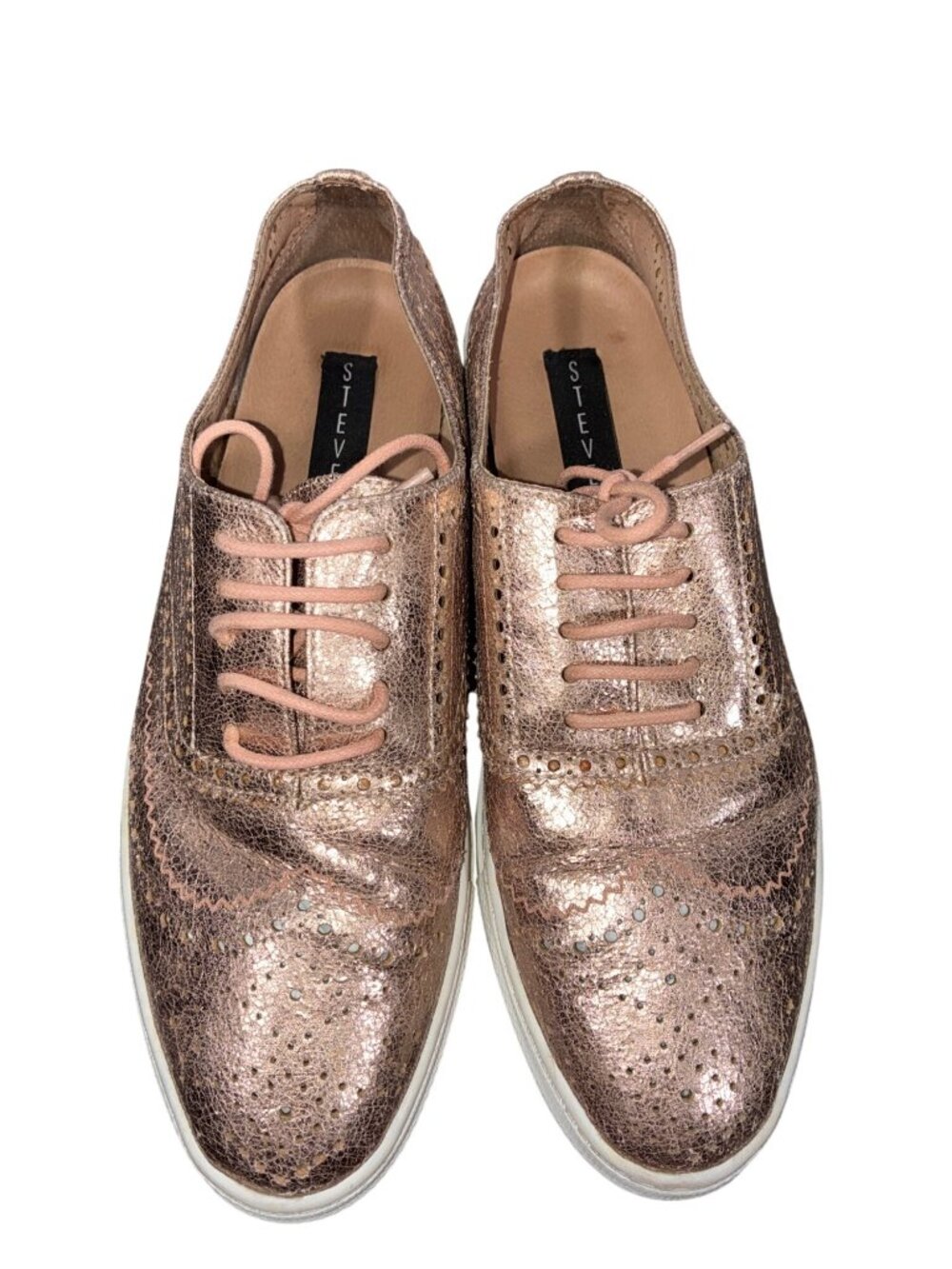 Steven By Steve Madden Rose Gold Metallic Brogue Sneakers 8.5M Synthetic Upper